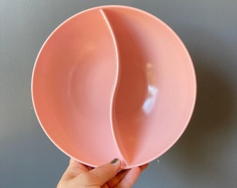 Vintage Pink Melmac Divided Serving Bowl by Stetson