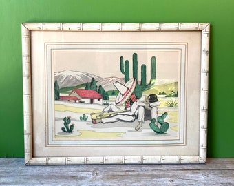 Vintage Mexico Original Artwork - Siesta Scene
