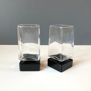 Modern Square Cordial Glasses -  Black Footed Cordial - Set of 2