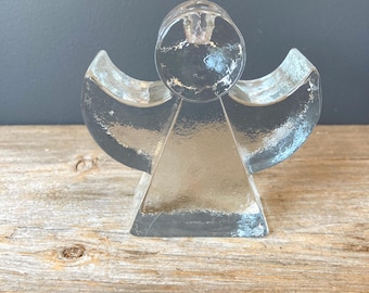 Vintage Wiesenthalhutte MCM Clear Glass Angel Candle Holder