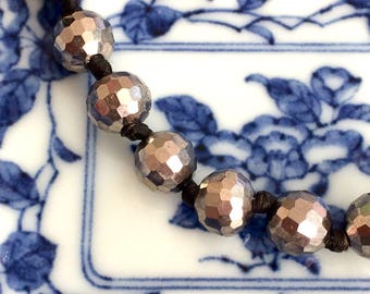 Antique Beads - Silvered Glass Beads - 8mm Faceted Beads