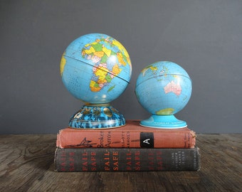 Vintage World Savings Tin Globe Bank - Litho