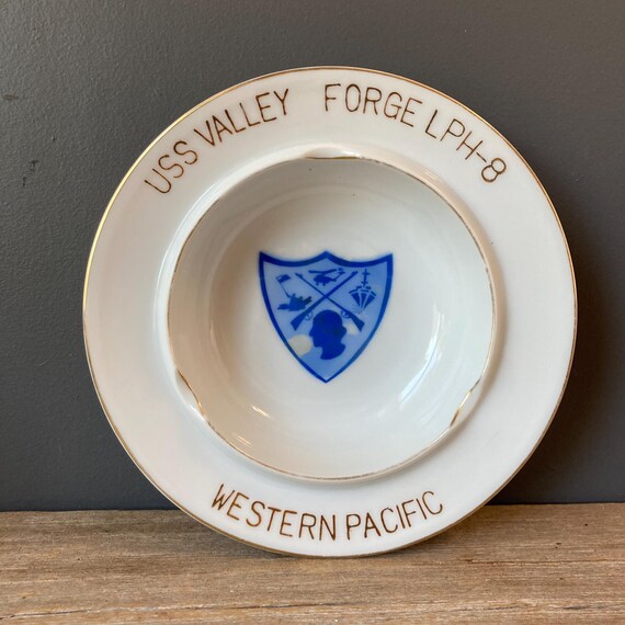 WW2 Military Ashtray - WW2 Navy Ashtray - USS Valley Forge LPH-8