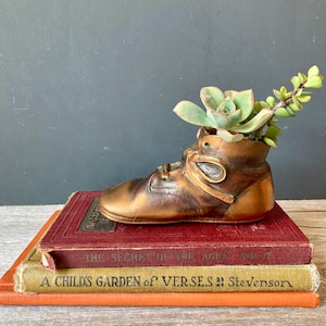 Vintage Copper Baby Shoe - Lace Baby Shoe