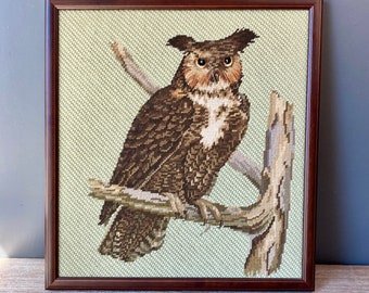 Vintage Needlepoint - Owl Needlepoint