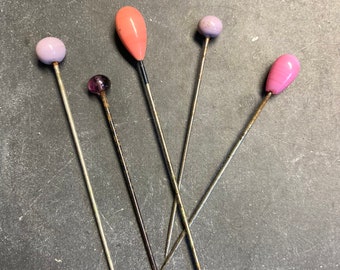 Vintage Pink and Purple Hat Pins