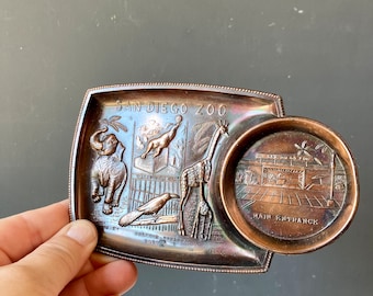 50s　スネーク　ビンテージ　トレイ　蛇　ヴィンテージ 1950s Copper Tray - Japan Souvenir San Diego Zoo Ashtray