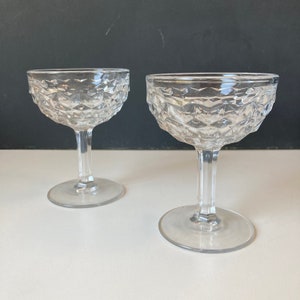 1970s Cubist Champagne Glasses - Lenox Desire Champagne Glasses - Indiana Glass Champagne Glasses -  Set Of 2