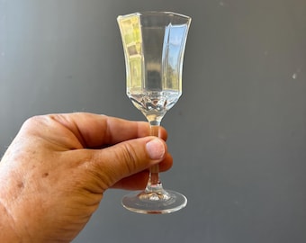 1950s Footed Cordial Glasses -  Set of 2 - Thick Facet Glass