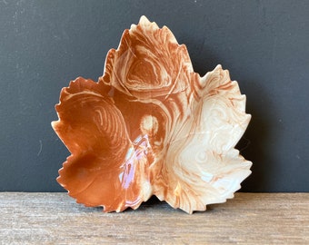 Signed Vintage Ceramic Leaf Trinket Dish - Made in Alaska