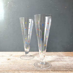 2 1950s Polka Dot Pilsner Glasses - Set of 2 Beer Glasses