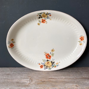 Fall Floral Large Platter - Pottery Small Platter - Made in USA