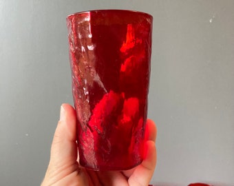 Juego de 6 vasos de vidrio rojo vintage