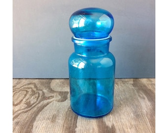 Medium Blue Glass Apothecary Storage Jar - made in Belgium