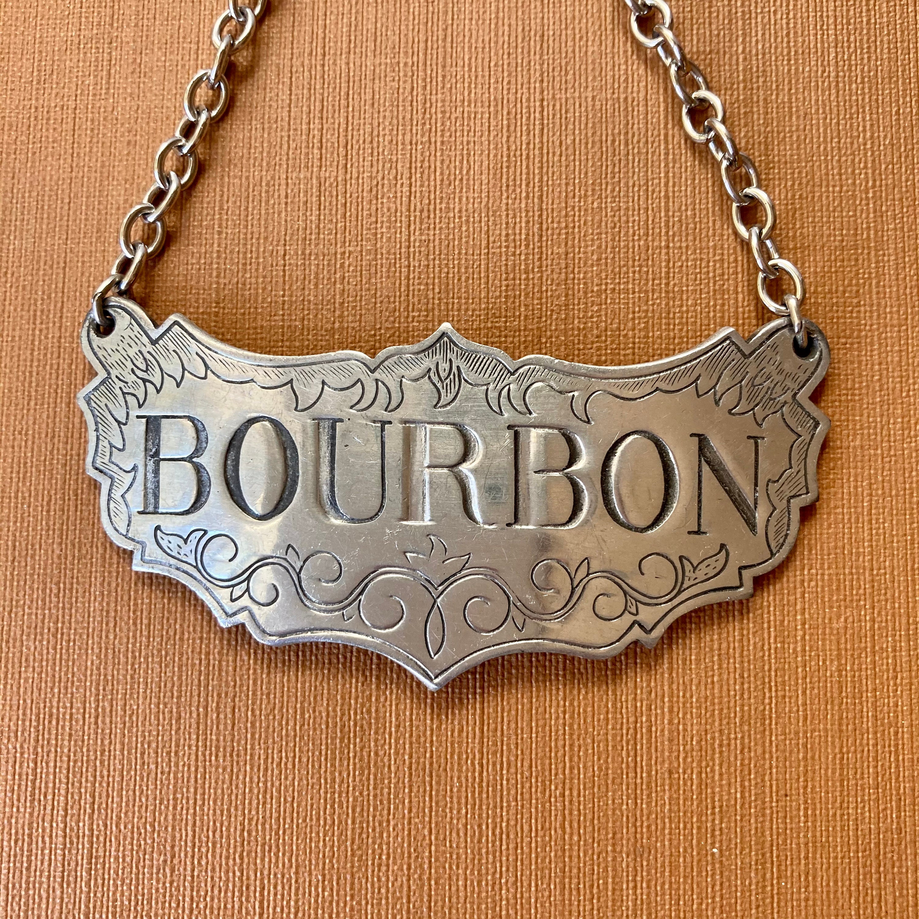 Liquor Decanter Label Tags - Kirk Stieff Pewter - Bourbon - Scotch