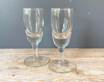 1950s Footed Cordial Glasses -  Set of 2 - Stemmed Glass