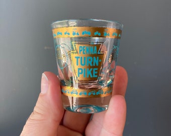 Mid Century Pennsylvania Turnpike Souvenir Screen Printed Shot Glass