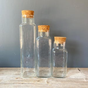 Singles -  Vintage Tetxtured  Storage Jar - Clear Glass - Cork Lid