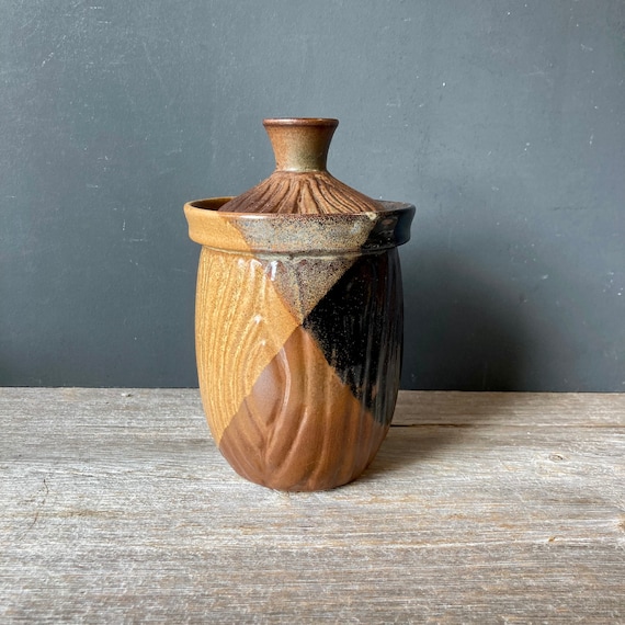 陶芸 細長い瓶型 陶器 ヴィンテージ陶器の蓋付き瓶 - Etsy 日本