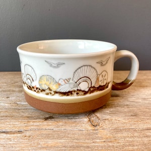 Vintage Otagiri Soup Mug with Seagulls and Shells  - Made in Japan