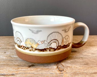 Vintage Otagiri Soup Mug with Seagulls and Shells  - Made in Japan