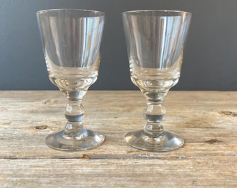 1950s Footed Cordial Glasses -  Set of 2 - Stemmed Glass
