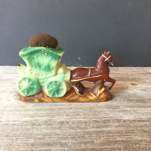 Horse and Carriage Vintage Pincushion- Made in Japan