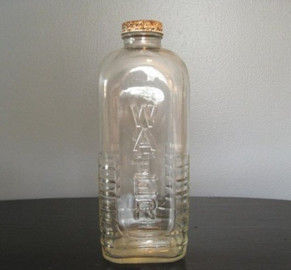 Vintage Glass Water Bottle Etsy