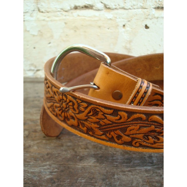 Pennys Ranch Craft Hand Tooled leather Belt - Size 34