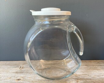 Vintage Glass Water Bottle - White Pour Cap - Made in Italy