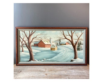 Vintage Original Painting - Snow Scene - Solitude