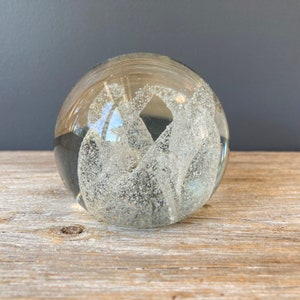 Art Glass Orbs - White Bubble Glass Paperweight- Vintage Glass Paperweight