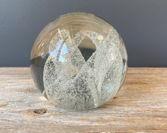 Art Glass Orbs - White Bubble Glass Paperweight- Vintage Glass Paperweight