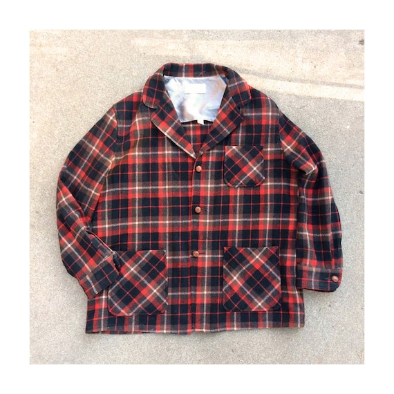1940's Mens XL Plaid Flannel Jacket - Western Star