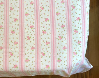 Full Flat Sheet - Pink Stripe Floral and Lace by JC Penny