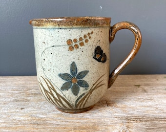Vintage Creamer - Made in Mexico Butterfly bloemenpatroon Creamer - Gesigneerd aardewerk