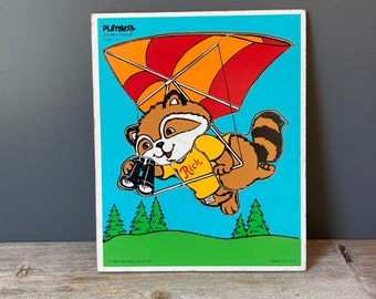 Vintage Hallmark Wooden Puzzle - Raccoon Puzzle