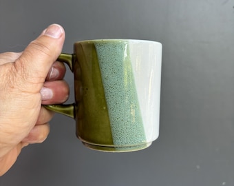 Mid Century Mugs - Green and Teal Mug -  Stacking Mug - Made in Japan