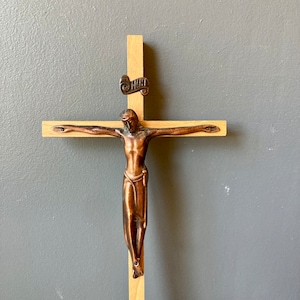 Vintage Wooden Crucifix - Wall Mounted Cross