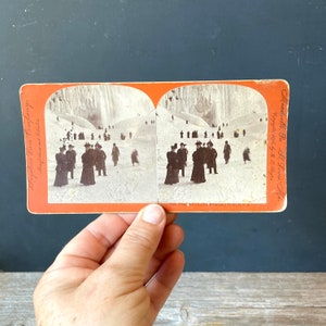 1896 Steroscope Of Frozen Niagra Falls with People - Ice Gorge American Falls 1895
