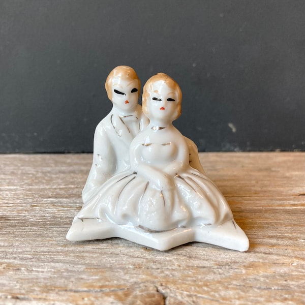 Topper de gâteau de couple de mariage des années 1950 - Gâteau de mariage miniature