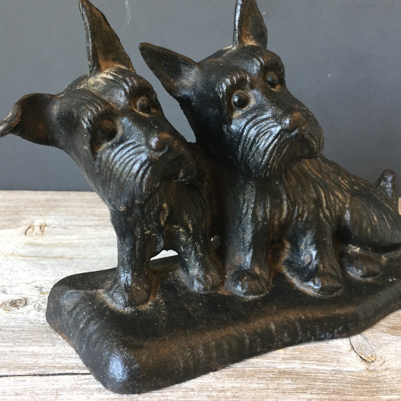 Cast Iron Scottie Dogs Bookend Door Stop Etsy