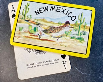 Naipes recubiertos de plástico - Naipes Roadrunner de Nuevo México de la década de 1950