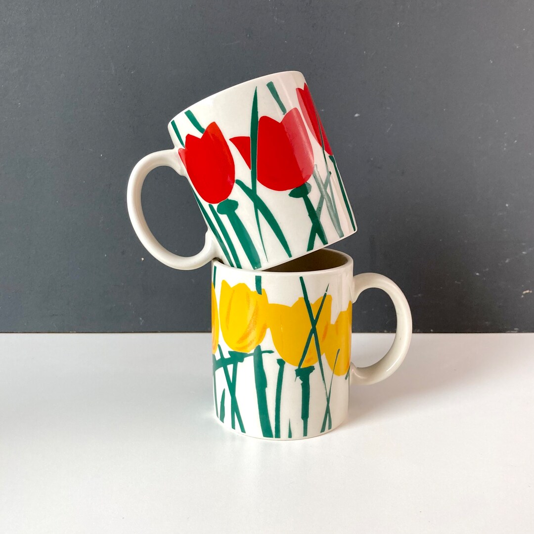 Vintage Mugs - Flower Mug - Vera Style Flower Mug - Tulip Mugs - Etsy