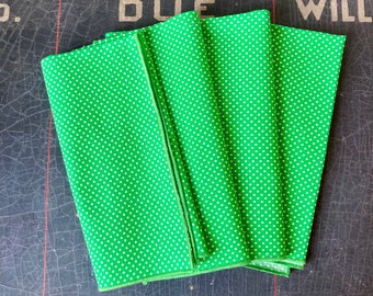 4 Vintage Napkins - Green Polka Dot