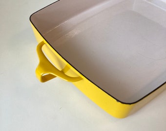 Yellow Dansk Kobenstyle Enamel Casserole - Mid Century Design - Large Yellow Casserole