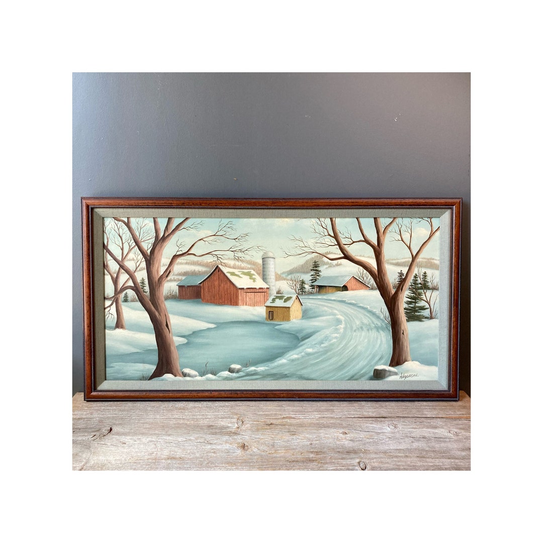 Vintage Original Painting - Snow Scene - Solitude - Etsy