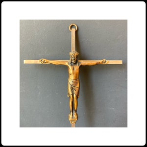 Vintage Brass Crucifix - Skinny Crucifix - Wall Mounted Cross