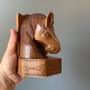 Carved Wood Horse Head - Bookend
