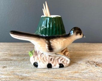 Mid Century Roadrunner and Cactus Toothpick Holder